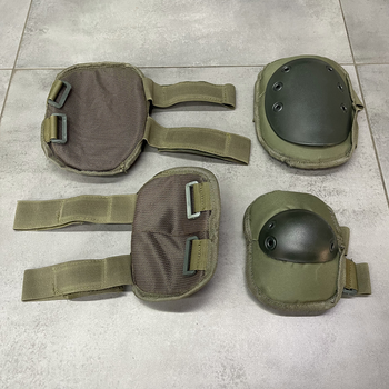 Комплект: тактичні наколінники та налокітники, тип 2 (100+ кг), колір Темна Олива, захисні для військових