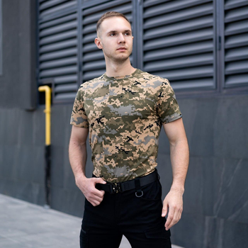 Мужская пиксельная футболка армейская хлопковая хаки L