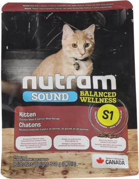 Сухой корм для котят Nutram S1 Sound Balanced Wellness Kitten со вкусом курицы и лосося 340 г (067714980028)