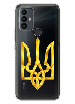 TCL 30 SE / TCL 30E / TCL 306 / TCL 305 прозрачный силиконовый чехол iSwag с украинским дизайном - Герб Украины из геометрических фигур (ISTCL30SE84)