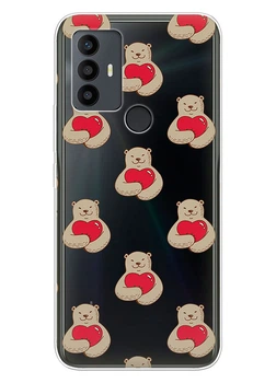 Прозрачный силиконовый чехол iSwag для TCL 30 SE / TCL 30E / TCL 306 / TCL 305 с рисунком - Влюбленные медведи (ISTCL30SE49)