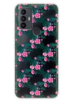 Прозрачный силиконовый чехол iSwag для TCL 30 SE / TCL 30E / TCL 306 / TCL 305 с рисунком - Цветочная лиана (ISTCL30SE44)