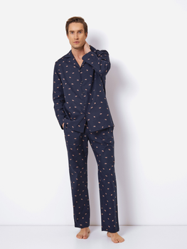 Піжама (сорочка + штани) чоловіча бавовняна Aruelle Benjamin pajama long L Темно-синя (5905616145136)