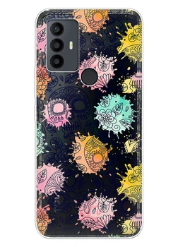 Прозрачный силиконовый чехол iSwag для TCL 30 SE / TCL 30E / TCL 306 / TCL 305 с рисунком - Красочные черепа (ISTCL30SE47)