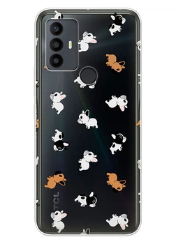 Прозрачный силиконовый чехол iSwag для TCL 30 SE / TCL 30E / TCL 306 / TCL 305 с рисунком - Французские бульдоги (ISTCL30SE66)