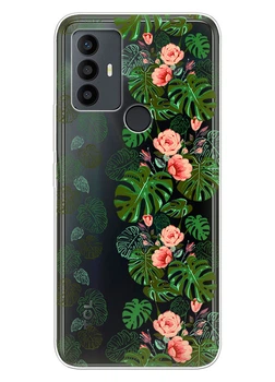 Прозрачный силиконовый чехол iSwag для TCL 30 SE / TCL 30E / TCL 306 / TCL 305 с рисунком - Тропические листья (ISTCL30SE45)