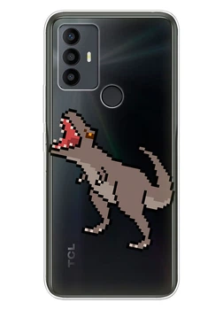 Прозрачный силиконовый чехол iSwag для TCL 30 SE / TCL 30E / TCL 306 / TCL 305 с рисунком - Пиксельный динозавр (ISTCL30SE52)