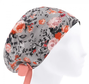 Медицинская шапочка женская HeadwearUniverse универсальная принт Розы на сером
