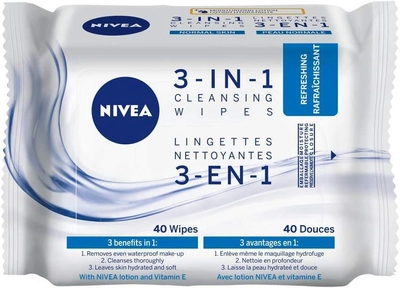 Вологі серветки Nivea 3 in 1 Refreshing Cleansing 40 шт (4005900234520)