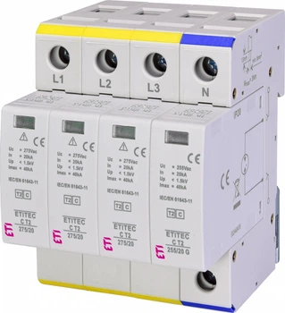 Обмежувач перенапруги 4Р 40кА 275В [2440403] ETITEC C T2 ETI