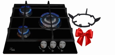 Варочная поверхность газовая Luxor RG 445 Praktic SS + WOG подставка в подарок, черный