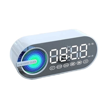 Портативная беспроводная Bluetooth колонка G-30 електронные настольные часы с аккумулятором будильник зеркальная White (724941077677)