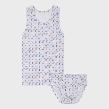 Дитячий комплект білизни (майка + труси) для хлопчика Flamingo 229-1009 98 см Білий/Якір (4829960204893)
