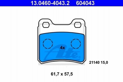 Тормозные колодки ATE 13046040432 Opel Vectra, Astra, Kadett 1605728, 1605877, 4467072