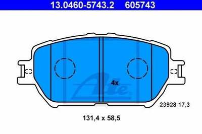 Тормозные колодки ATE 13046057432 Toyota Camry 04465YZZF5, 0446533340, 0446533320