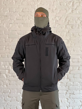Куртка военная флисовая SoftShell осень/зима Черная XL