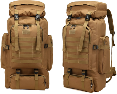 Тактический Армейский рюкзак с системой MOLL.E койот для ВСУ 75 л из нейлона