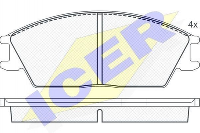 Тормозные колодки ICER 180616 Hyundai Pony 5810124A00, 5810132300, 5810132310