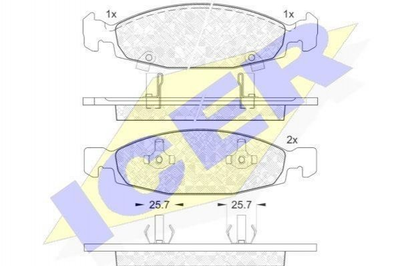 Тормозные колодки ICER 181398 Jeep Grand Cherokee II (WJ, WG) 05018592AA, 05011969AA, 5011969AA