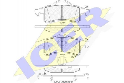 Тормозные колодки ICER 181399 Jeep Grand Cherokee II (WJ, WG) 05011970AA, 05011970AB, 05011970AC