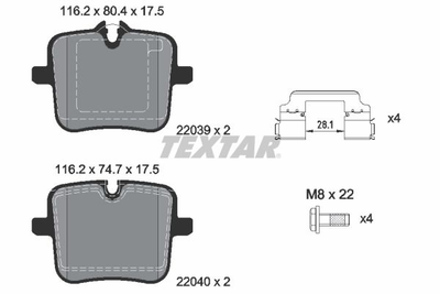 Тормозные колодки TEXTAR 2203901 BMW 5 Series, X3, 7 Series 34207883269, 34208092823, 34216885187