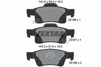 Тормозные колодки TEXTAR 2519601 Jeep Grand Cherokee IV (WK, WK2); Dodge Durango 68052386AA