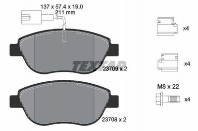 Колодки гальмові TEXTAR 2370901 Opel Combo; Fiat Doblo, Punto, Grande Punto 71773152, 77365716, 77365865