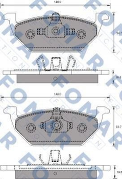 Тормозные колодки FOMAR FO687681 Volkswagen Polo, Jetta, Golf, Bora; Skoda Roomster, Octavia, Fabia, Rapid; Seat Cordoba, Ibiza, Leon, Toledo; Audi A3, A1; Renault Sandero 1J0615115, 1J0698151, 1J0698151A