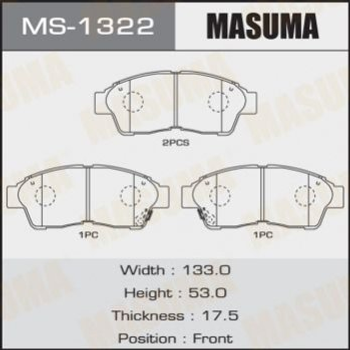 Тормозные колодки MASUMA MS1322 Toyota Rav-4, Carina, Corolla, Celica, Camry 0446548060, 0446542120, 0446542100