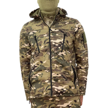 Чоловічий демісезонний Костюм Куртка + Штани / Польова форма Softshell на флісі мультикам розмір S