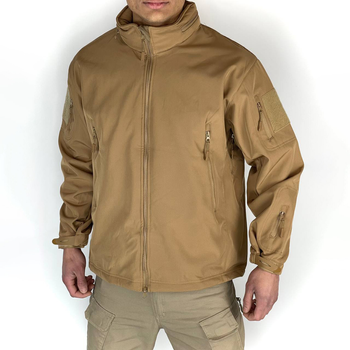 Чоловіча флісова Куртка Softshell з капюшном та вентиляційними блискавками койот розмір XXXL