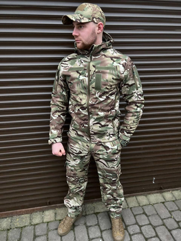Плотная мужская Куртка с капюшоном Combat SoftShell на флисе мультикам размер 52