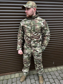 Плотная мужская Куртка с капюшоном Combat SoftShell на флисе мультикам размер 52