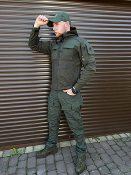 Мужская Флисовая Куртка с защитными накладками и вентиляционными пазухами олива размер XL
