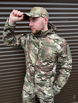 Щільна чоловіча Куртка з капюшоном Combat SoftShell на флісі мультикам розмір 56