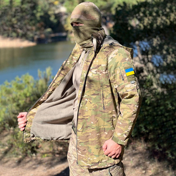Чоловіча демісезонна Куртка CORDURA флісі з Капюшоном та Липучками під шеврони мультикам розмір 3XL