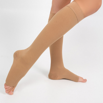 Компрессионные медицинские носки подколенные Ortenza с открытыми пальцами класс 2 Бежевые 5201-А ORT размер 3 (2000444194448)