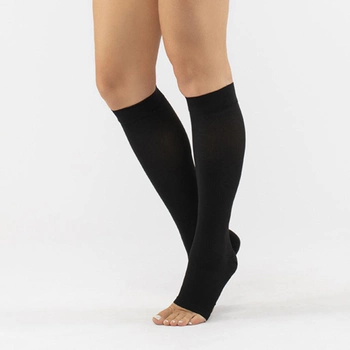 Компресійні медичні шкарпетки підколінні Ortenza з відкритими пальцями клас 2 Чорні 5201-А ORT розмір 4 (2000444194554)