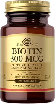 Suplementy diety Solgar Biotin 300 mcg 100 tabletek (0033984002807)