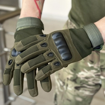 Тактичні повнопалі рукавички Tactic армійські рукавички із захистом кістячок розмір XL колір Олива (pp-olive-xl)