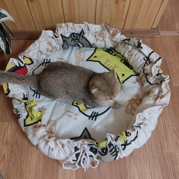 Мягкая большая лежанка трансформер для котиков, собак 90см бежевый