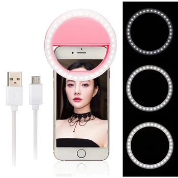 Светодиодное кольцо для селфи с подсветкой Selfie Ring Light Розовый (V2847)