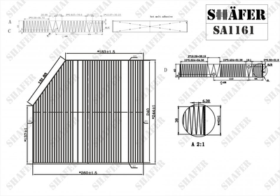 Фільтр салону SHAFER SA1161 Mercedes C-Class, GLC-Class 2058350147, 205835014764, 205835014765