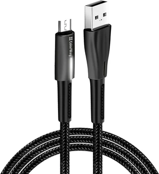 Кабель ColorWay USB - MicroUSB Zinc Alloy + Led 2.4А 1 м Black (CW-CBUM035-BK)