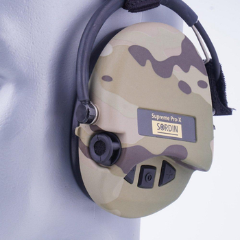 Тактичні шумоподавляючі навушники для стрільби Sordin Supreme Pro-X. Ударостійкий пластик, сталь Мультикам