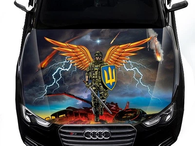 3д наклейка на капот ARB 3D TUNING STUDIO Архангел Воїн ЗСУ щит тризуб 1500х1200х0.080мм
