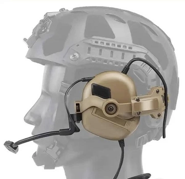Навушники тактичні активні з мікрофоном Earmor M32 та кріпленням для шолома жабки