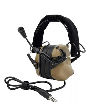 Навушники тактичні активні з мікрофоном Earmor M32 койот
