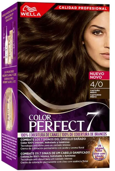 Крем-фарба з окислювачем Wella Color Perfect 7 100 Cobertura De Canas 4-0-Castano Medio 60 мл (4064666324142)