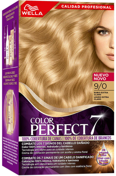 Farba kremowa z utleniaczem Wella Color Perfect 7 100 Cobertura De Canas 9-0-Rubio Extra Claro 60 ml (4064666324173)
